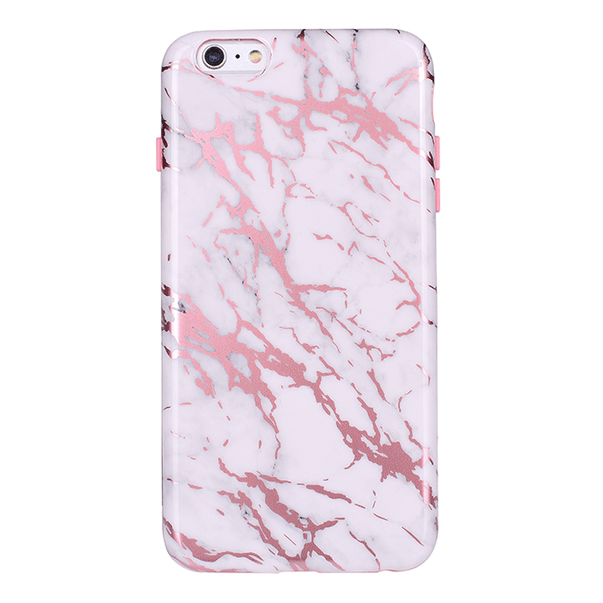 White Marble Pink Chrome iPhone Case