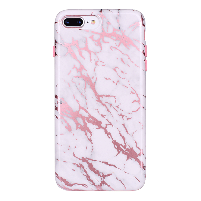 White Marble Pink Chrome iPhone Case