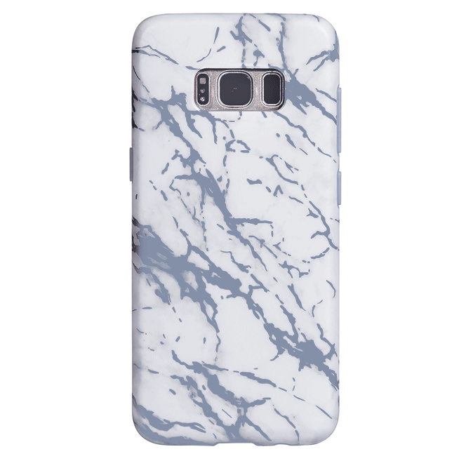 White Marble Blue Chrome Samsung Galaxy Case