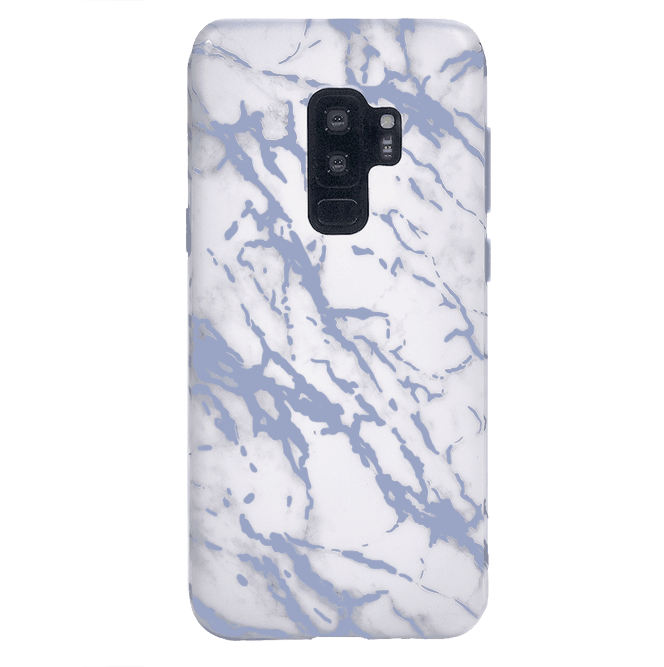 White Marble Blue Chrome Samsung Galaxy Case