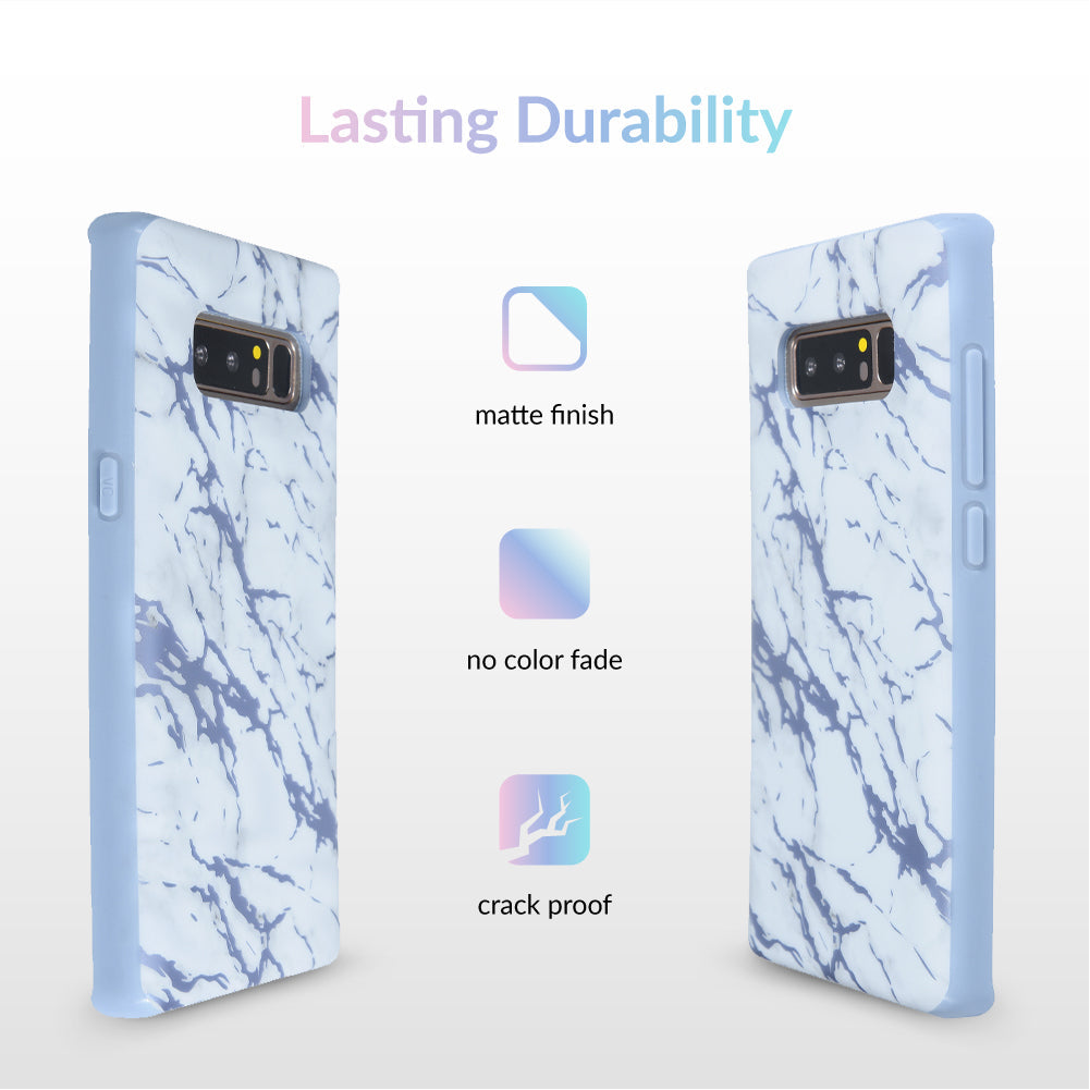 White Marble Blue Chrome Samsung Galaxy Case