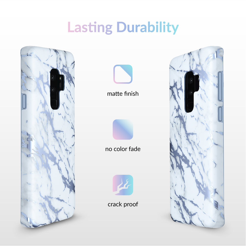 White Marble Blue Chrome Samsung Galaxy Case