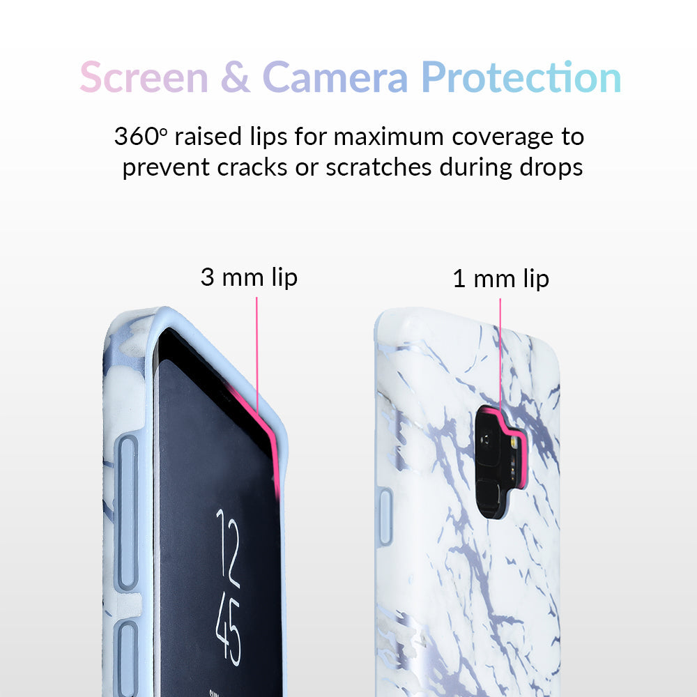 White Marble Blue Chrome Samsung Galaxy Case