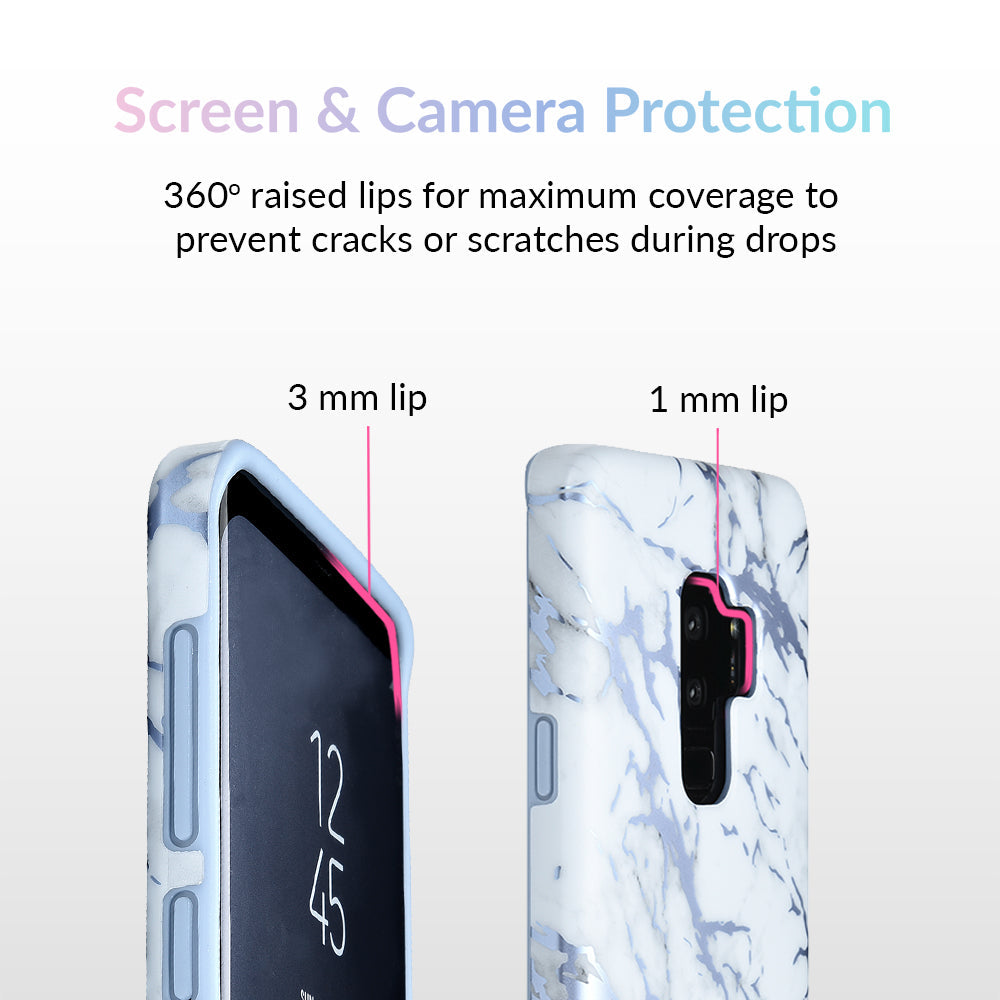 White Marble Blue Chrome Samsung Galaxy Case