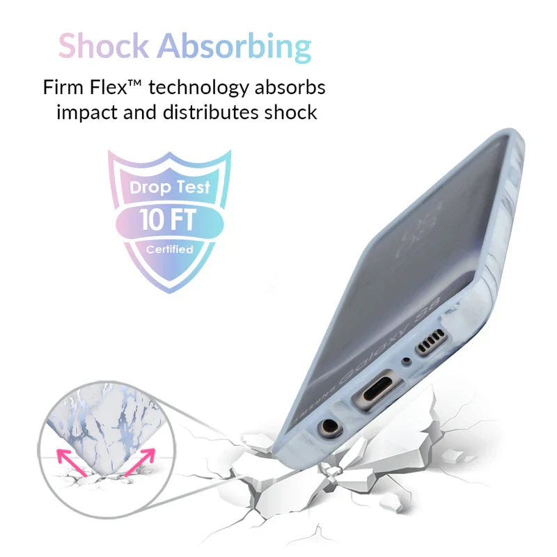 White Marble Blue Chrome Samsung Galaxy Case