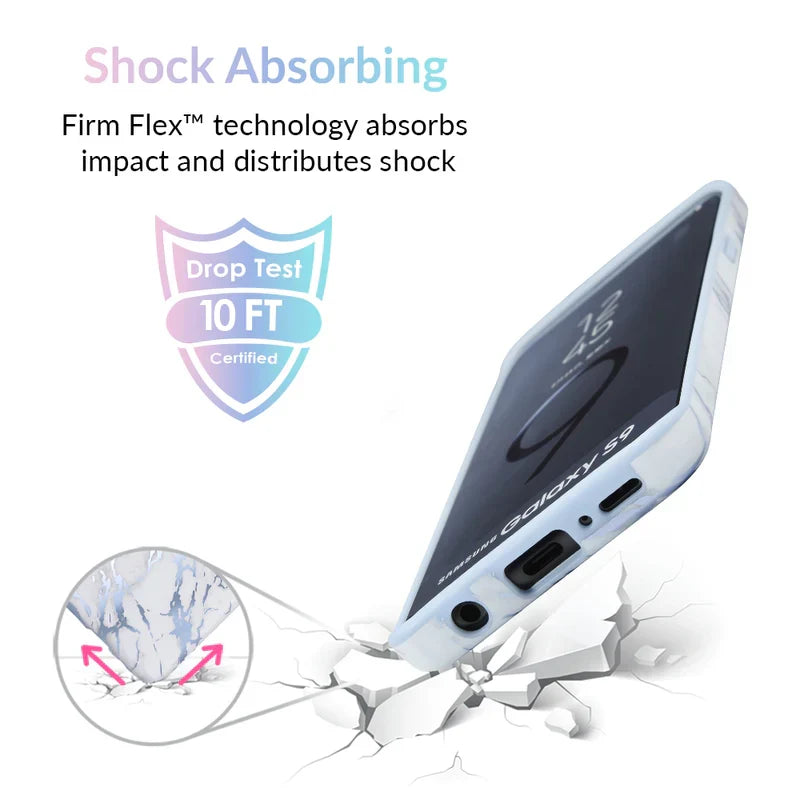 White Marble Blue Chrome Samsung Galaxy Case