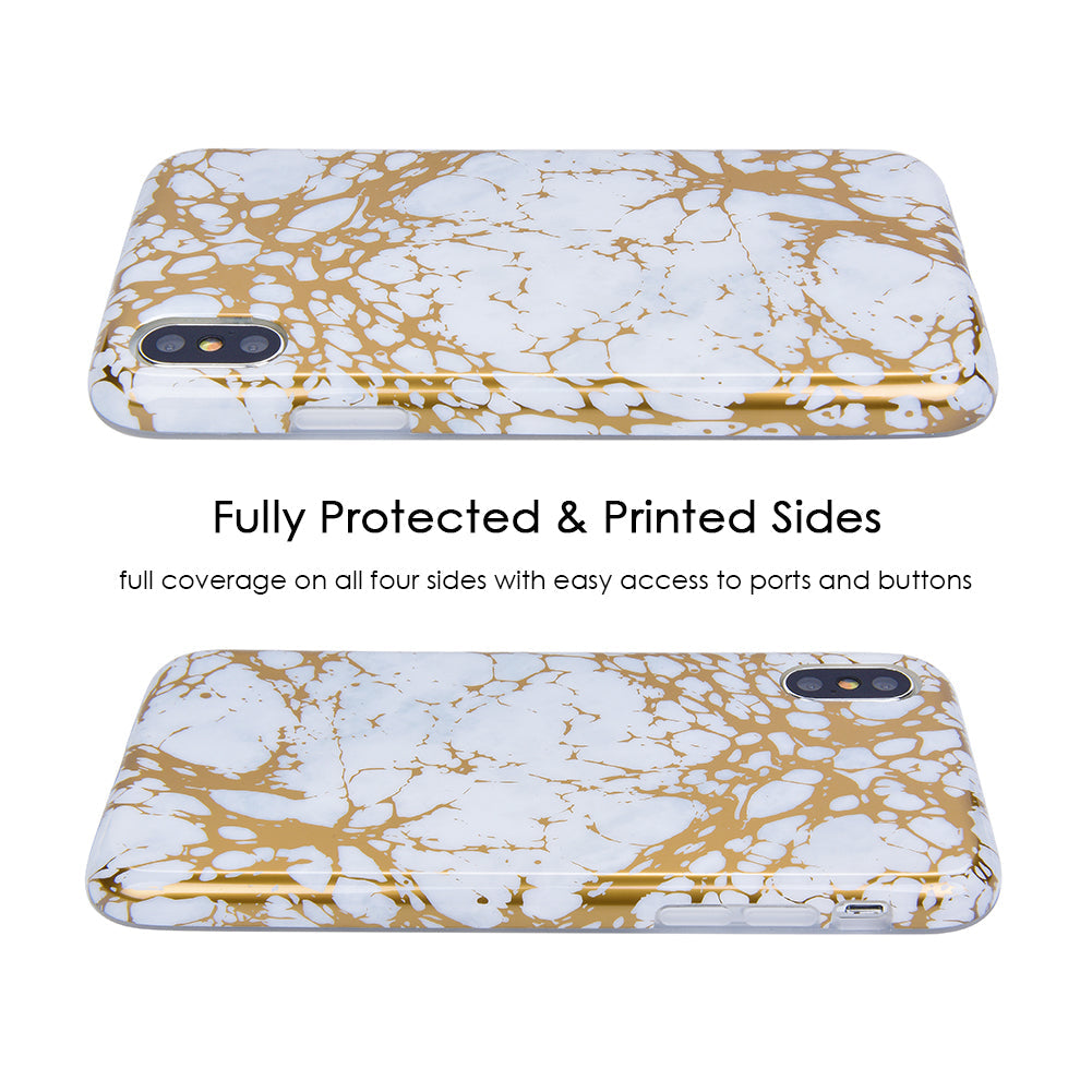 White Marble Gold Chrome iPhone Case
