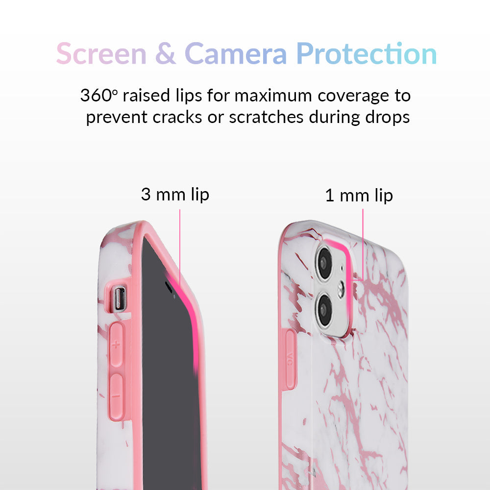 White Marble Pink Chrome iPhone Case