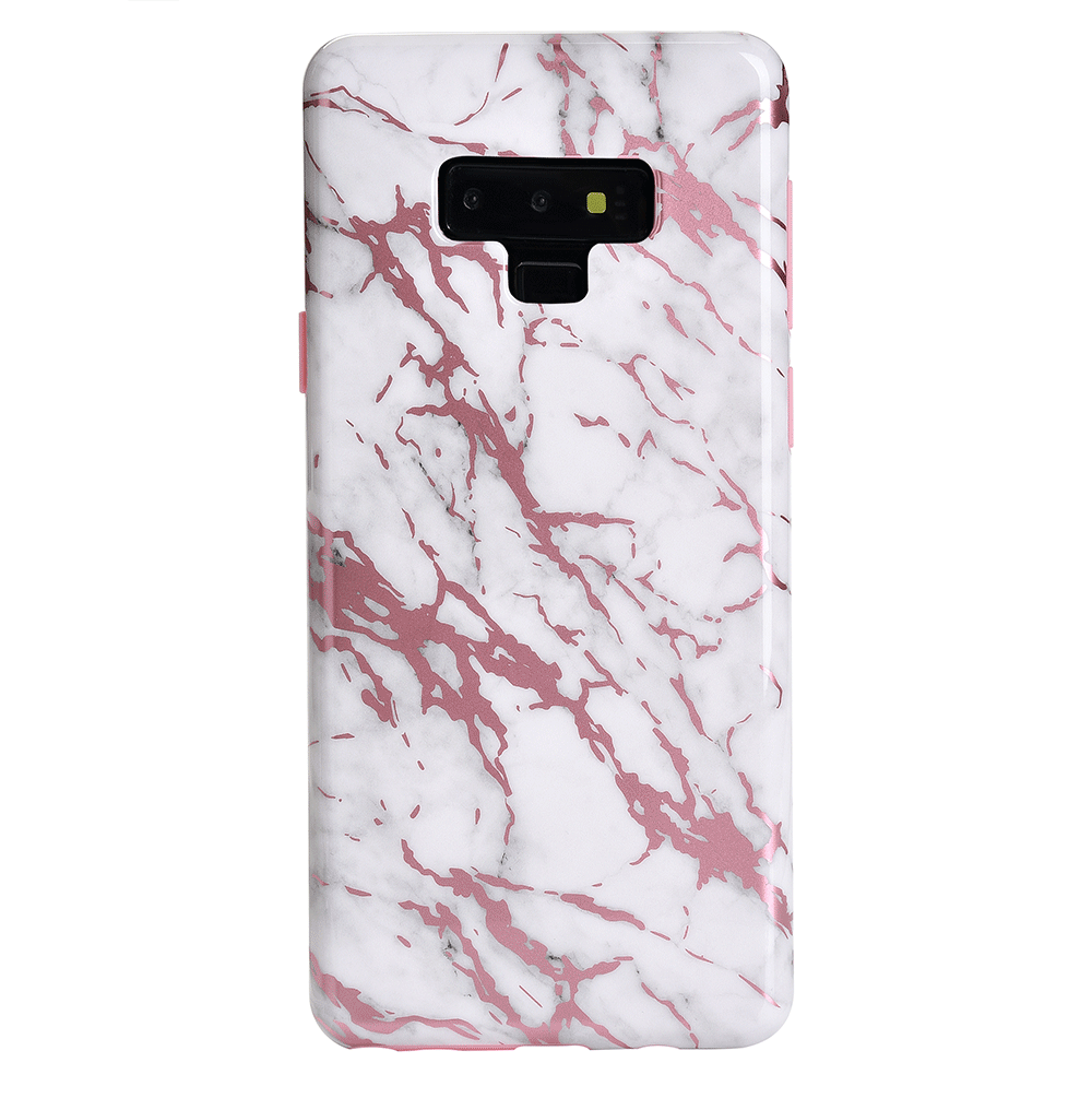 White Marble Pink Chrome Samsung Galaxy Case