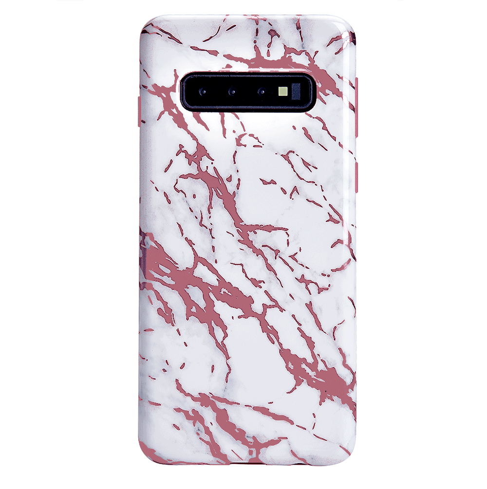 White Marble Pink Chrome Samsung Galaxy Case