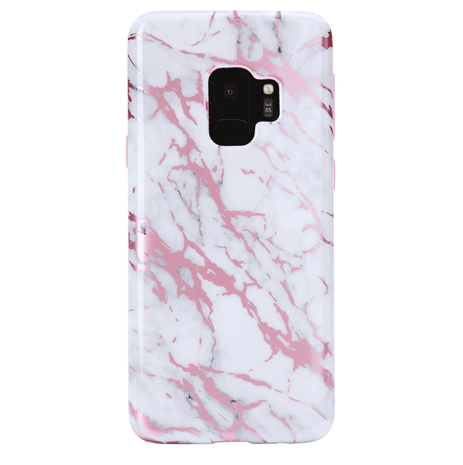 White Marble Pink Chrome Samsung Galaxy Case
