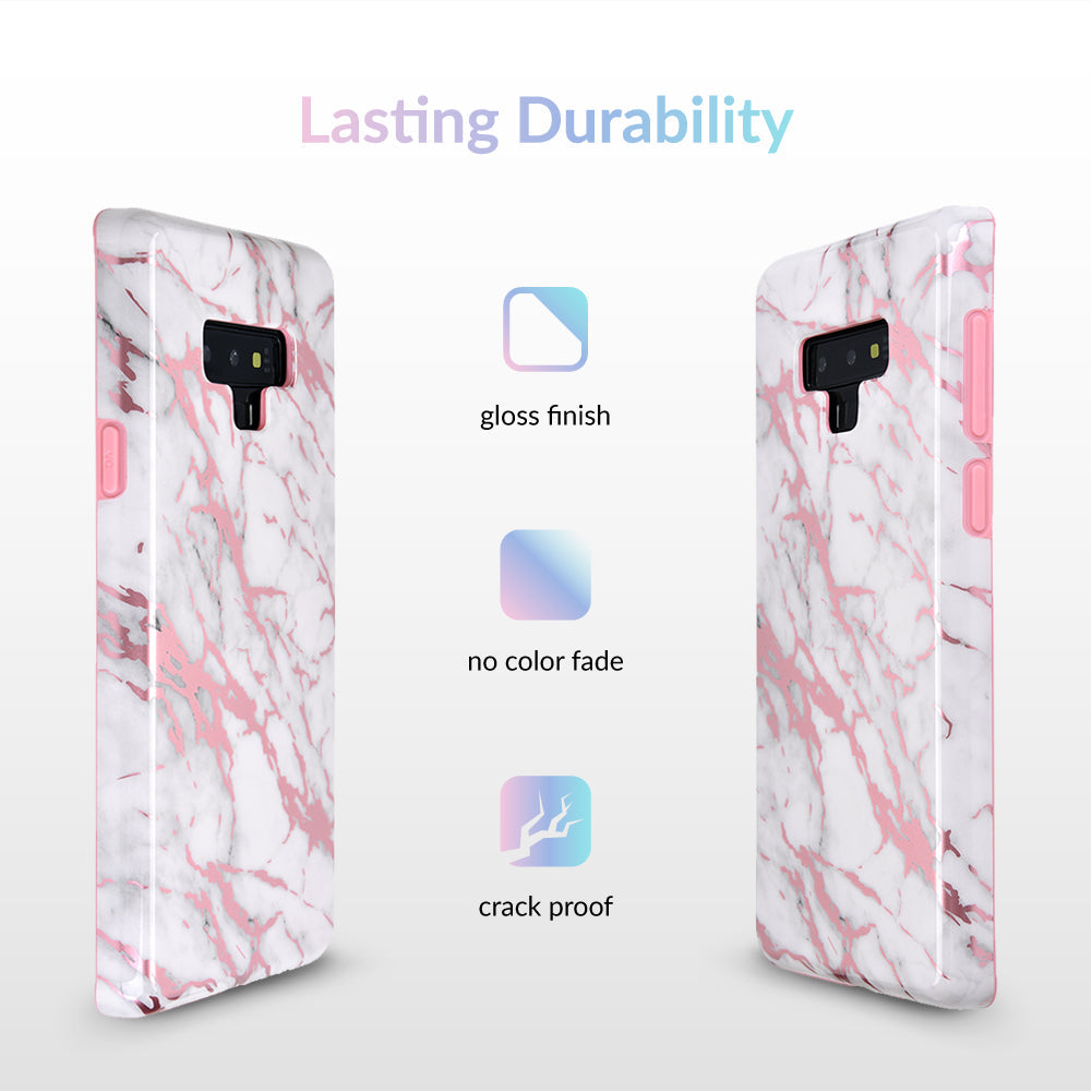 White Marble Pink Chrome Samsung Galaxy Case