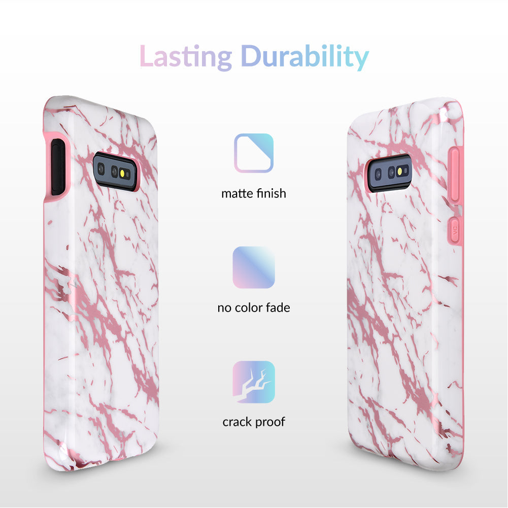 White Marble Pink Chrome Samsung Galaxy Case