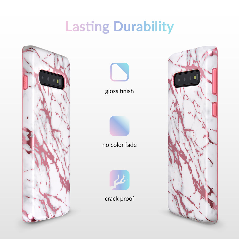 White Marble Pink Chrome Samsung Galaxy Case