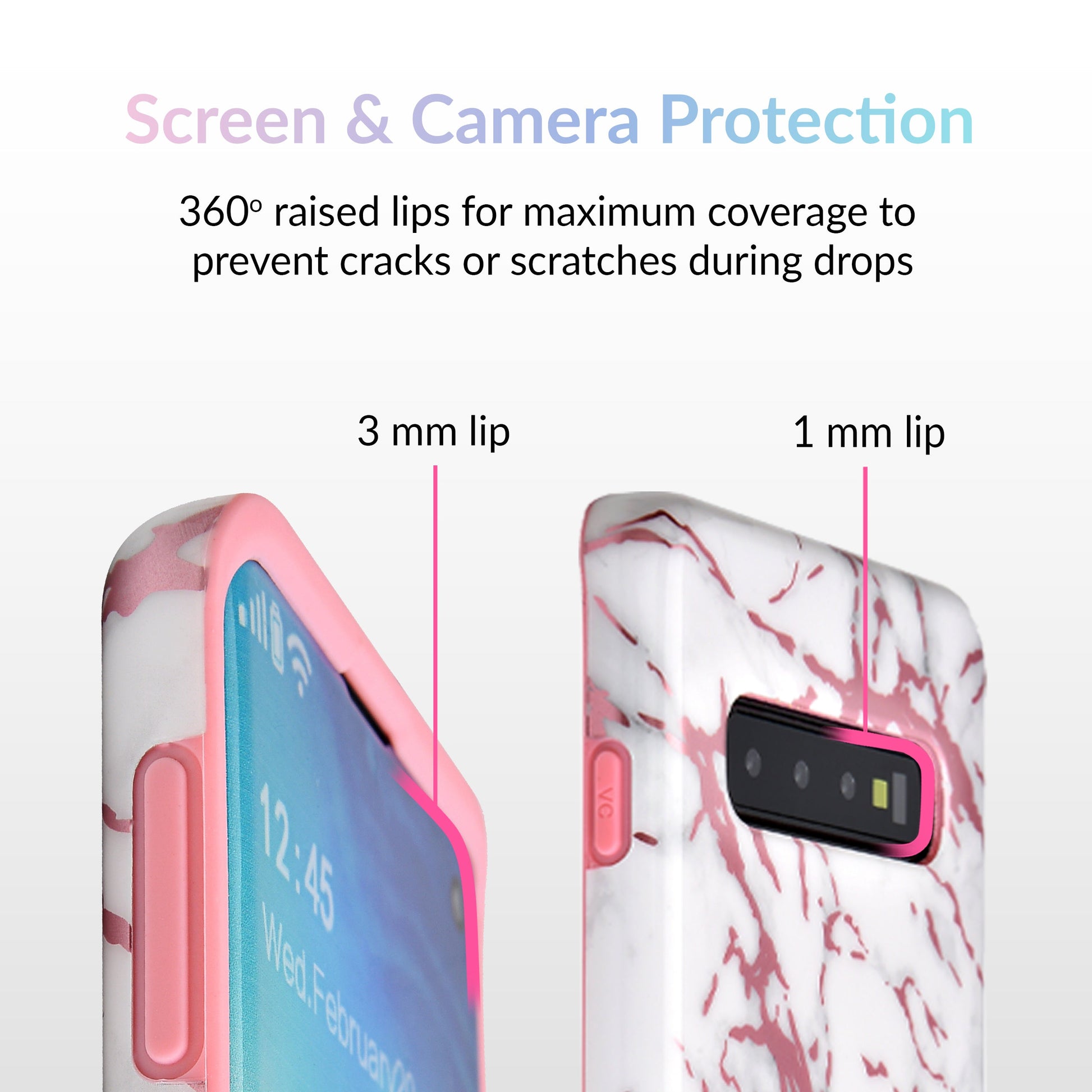 White Marble Pink Chrome Samsung Galaxy Case