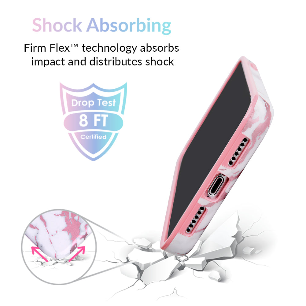 White Marble Pink Chrome iPhone Case