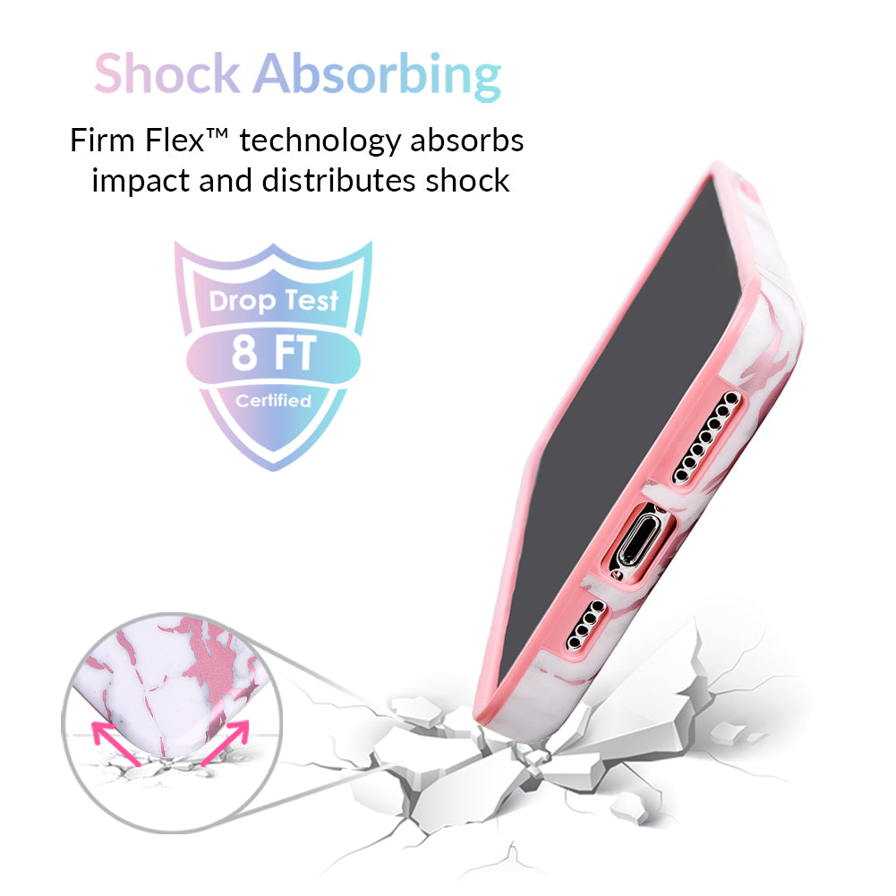 White Marble Pink Chrome iPhone Case