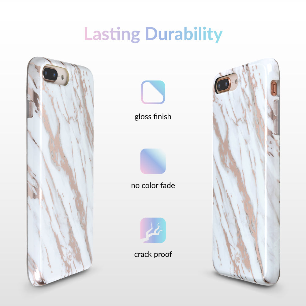 White Marble Rose Gold Chrome 2.0 iPhone Case