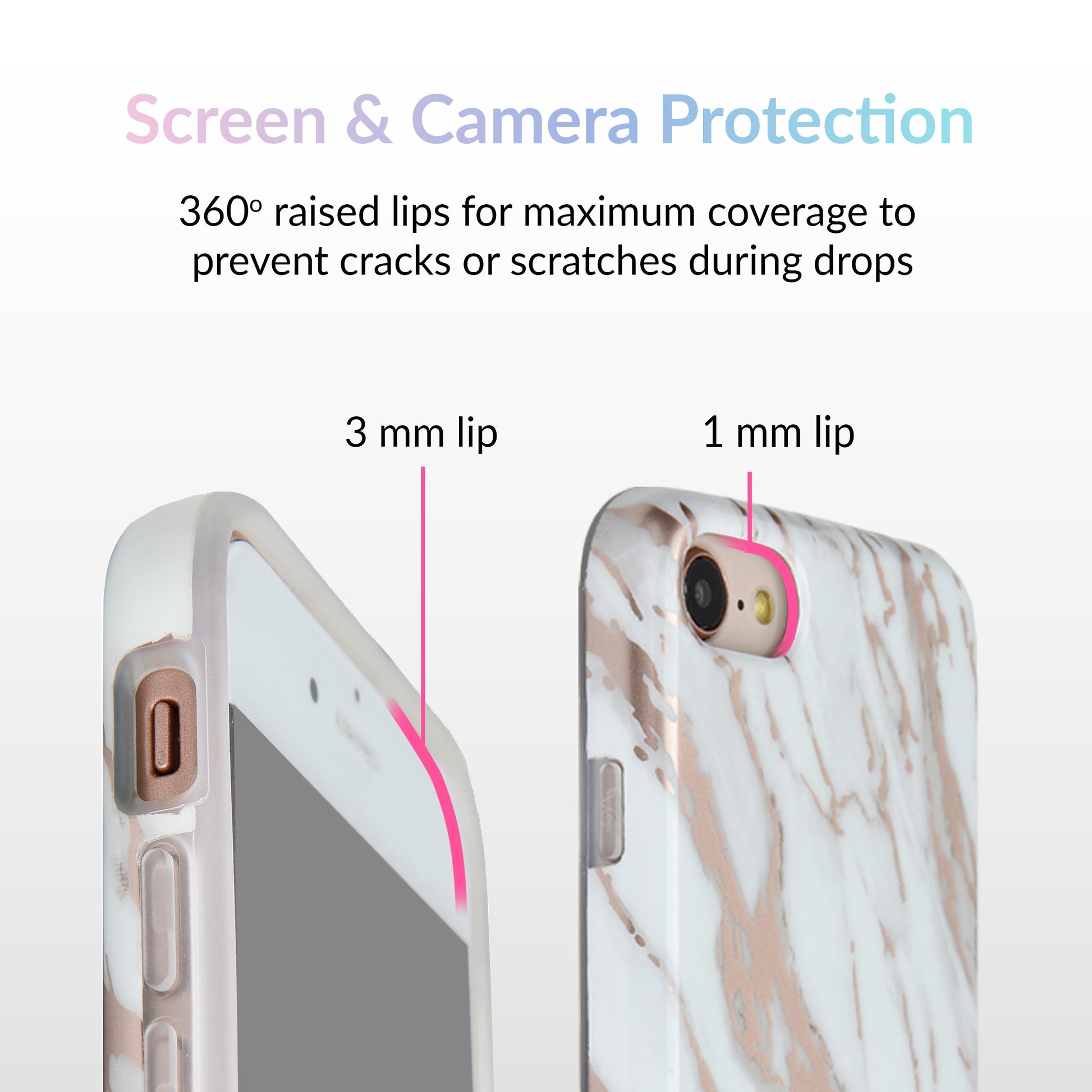 White Marble Rose Gold Chrome 2.0 iPhone Case