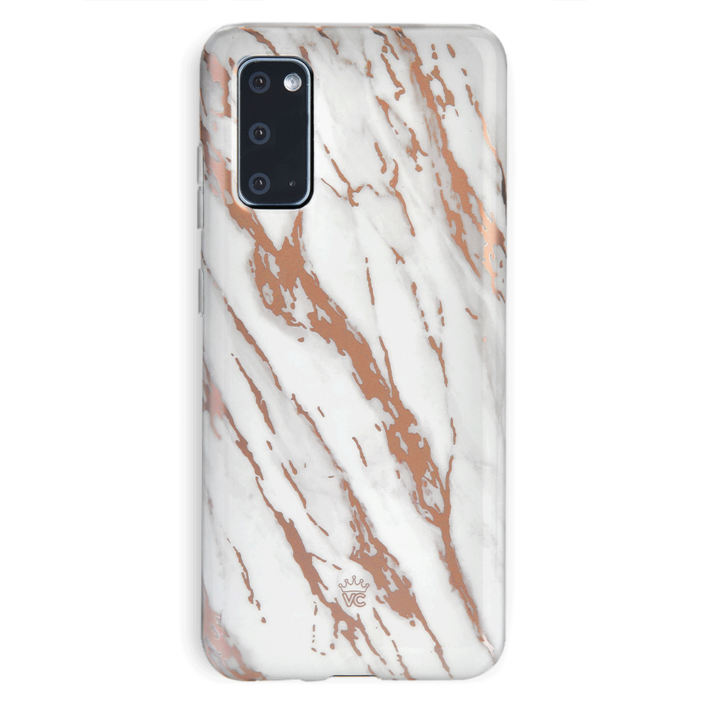 White Marble Rose Gold Chrome 2 Samsung Galaxy Case