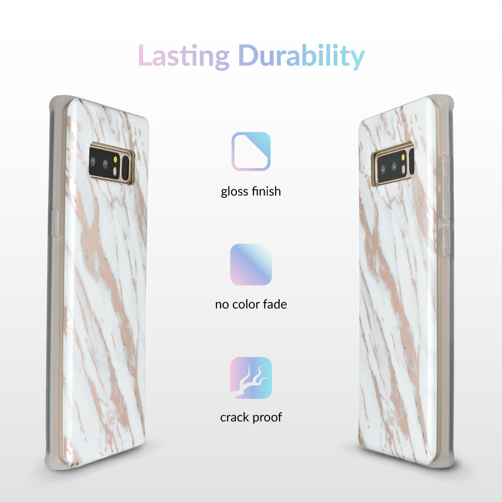 White Marble Rose Gold Chrome 2 Samsung Galaxy Case