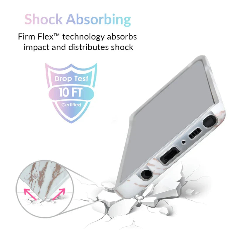 White Marble Rose Gold Chrome 2 Samsung Galaxy Case