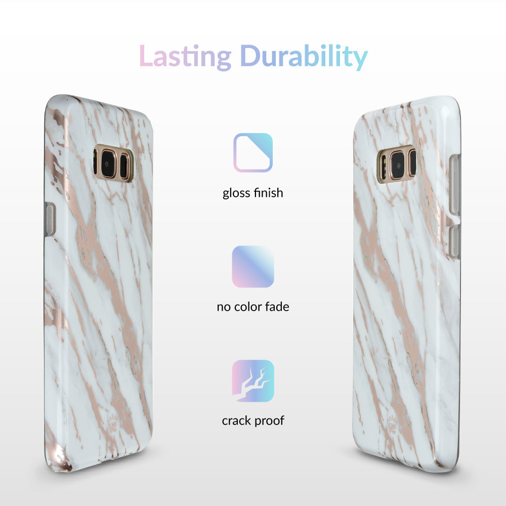 White Marble Rose Gold Chrome 2 Samsung Galaxy Case