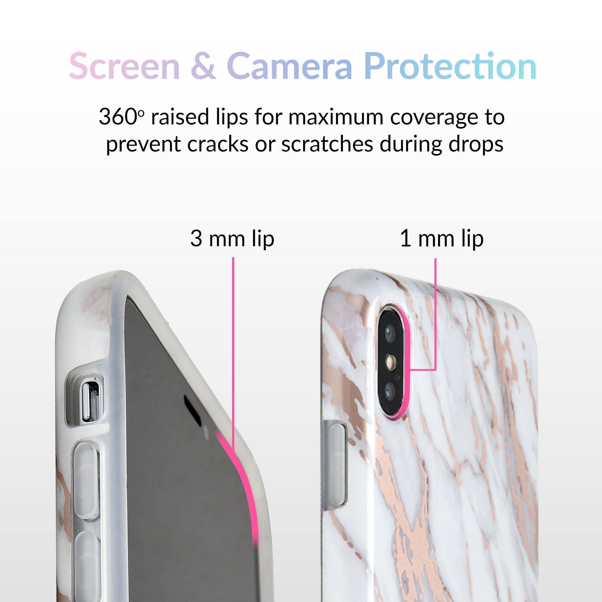 White Marble Rose Gold Chrome 2.0 iPhone Case