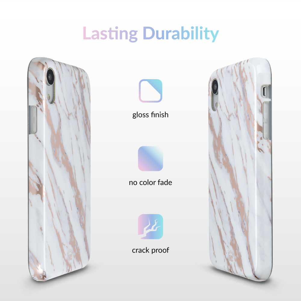 White Marble Rose Gold Chrome 2.0 iPhone Case