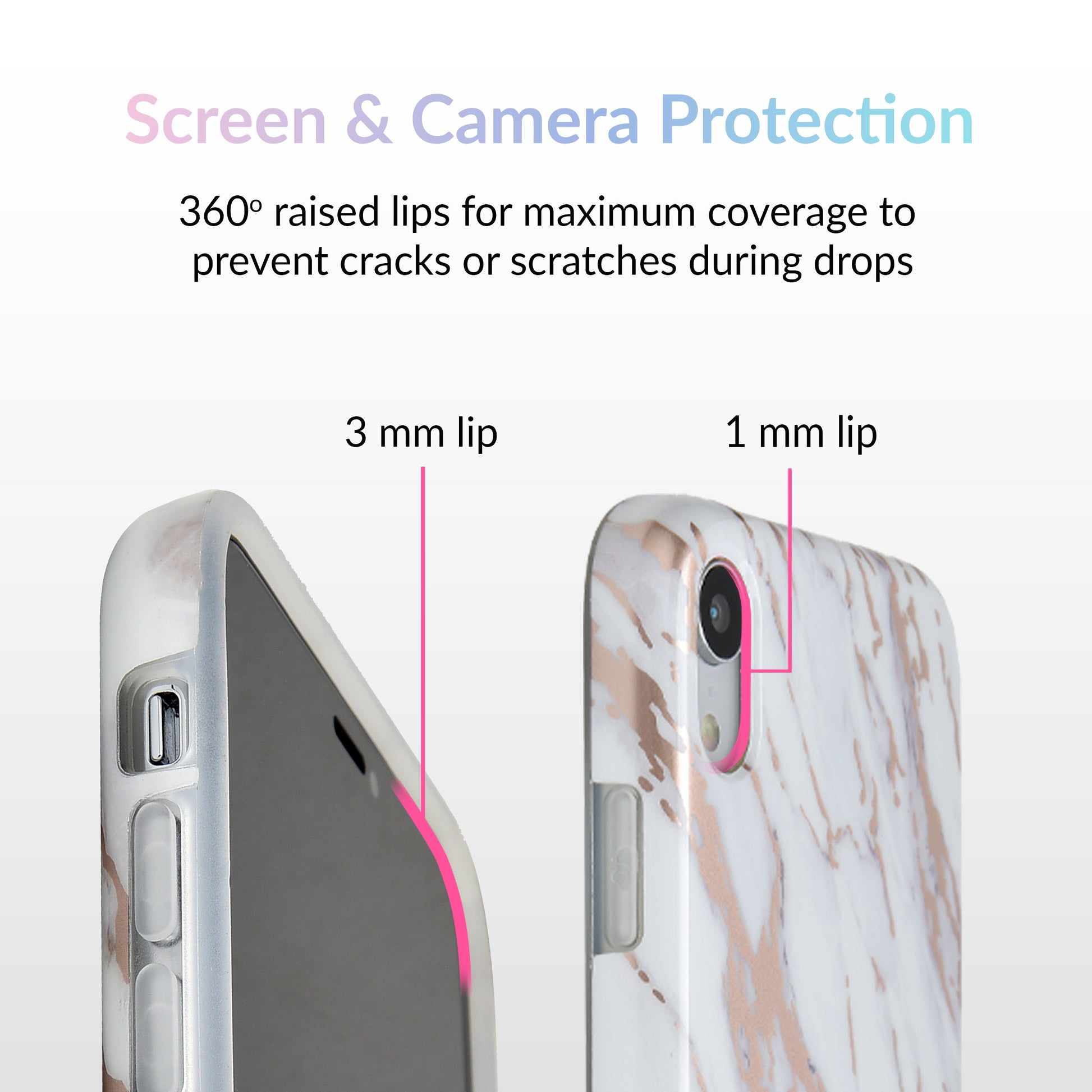 White Marble Rose Gold Chrome 2.0 iPhone Case
