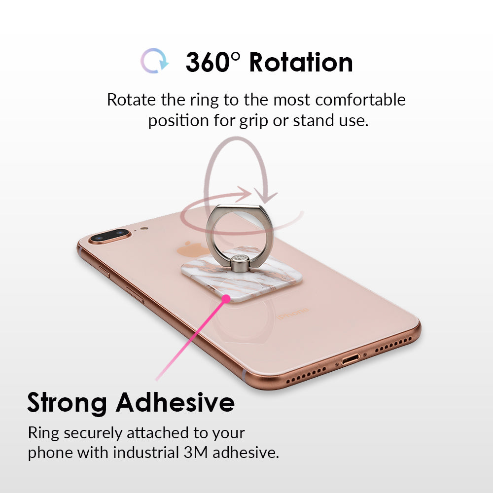 White Marble Rose Gold Chrome 2 Phone Ring