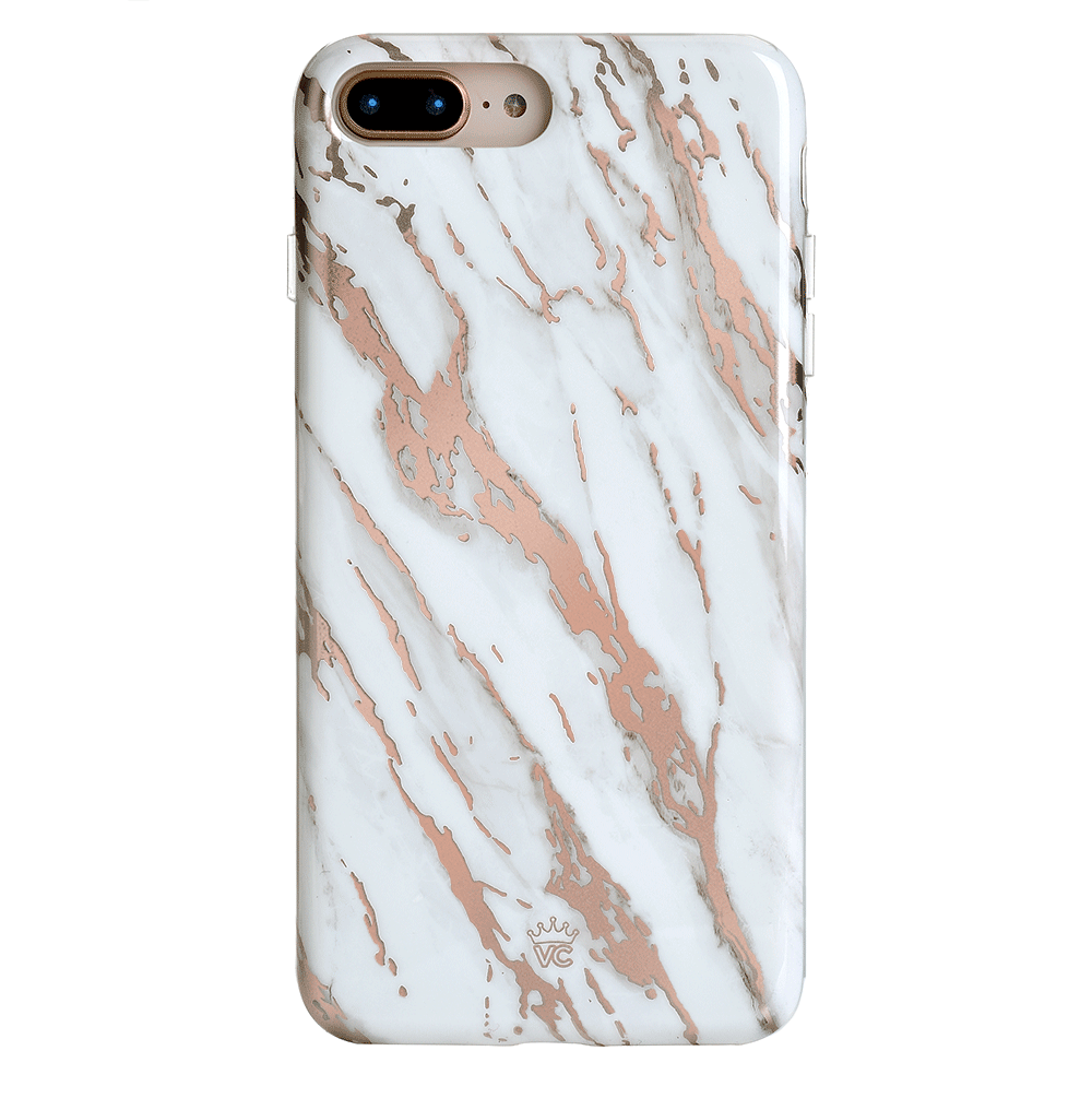 White Marble Rose Gold Chrome 2.0 iPhone Case
