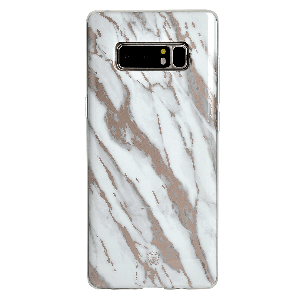 White Marble Rose Gold Chrome 2 Samsung Galaxy Case