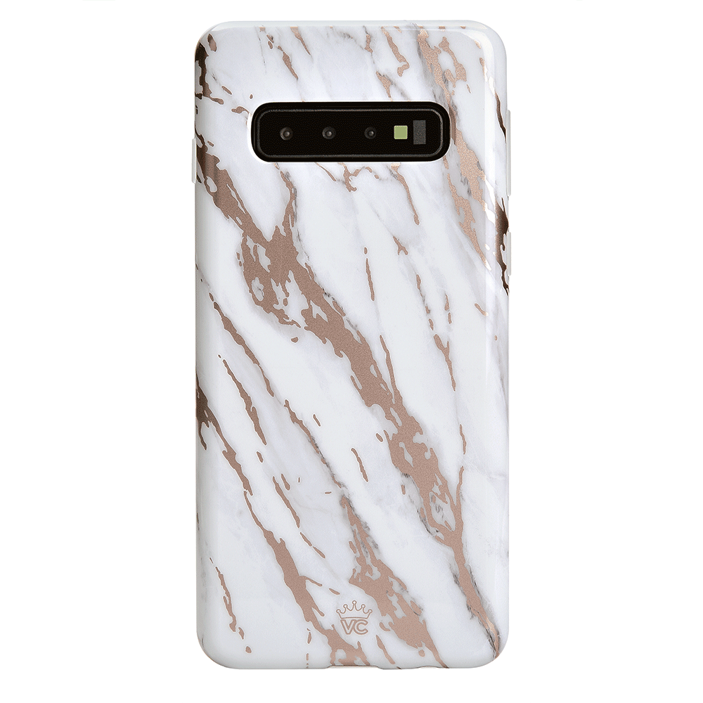 White Marble Rose Gold Chrome 2 Samsung Galaxy Case