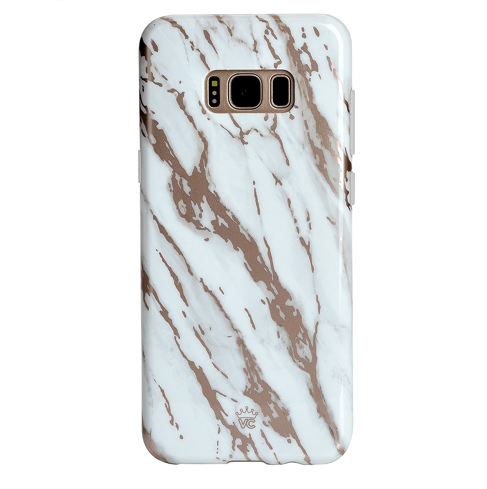 White Marble Rose Gold Chrome 2 Samsung Galaxy Case