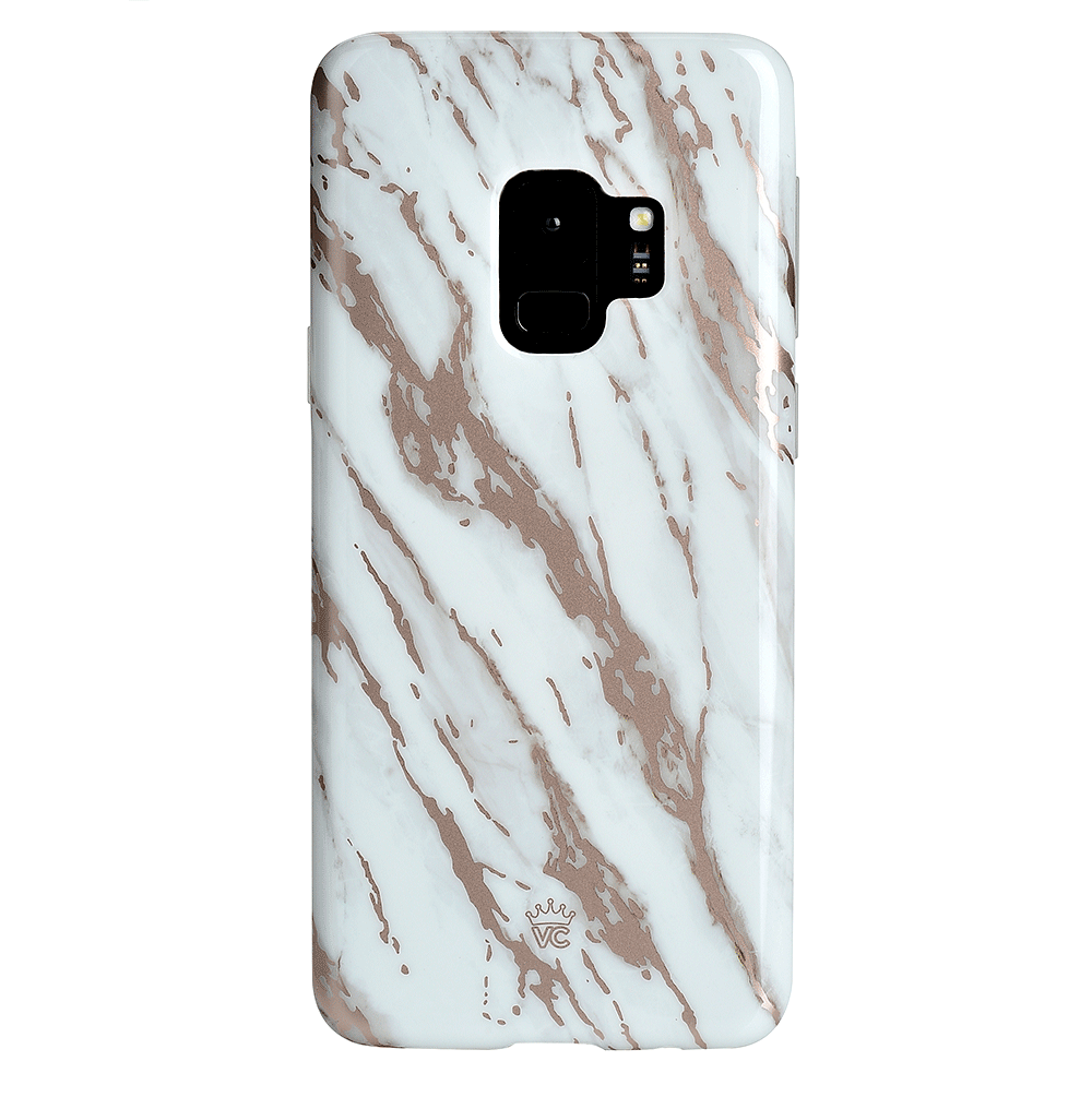 White Marble Rose Gold Chrome 2 Samsung Galaxy Case