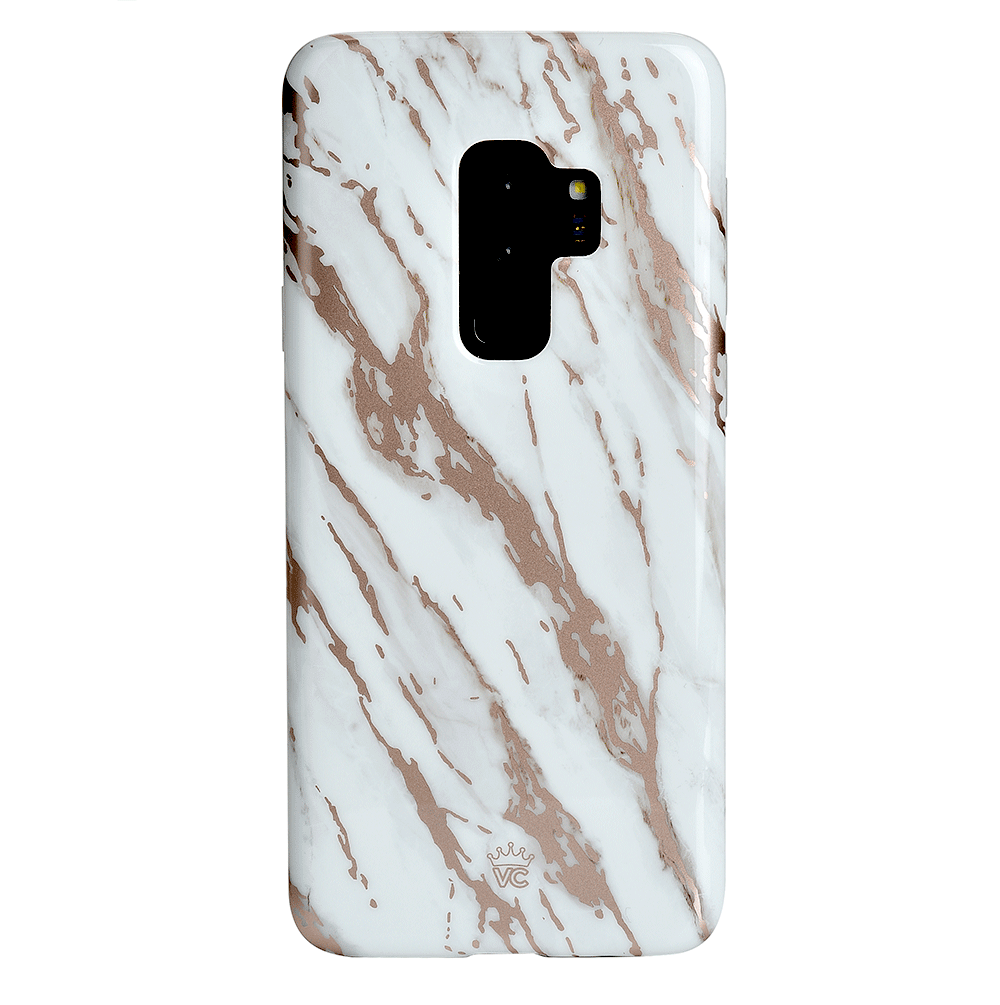 White Marble Rose Gold Chrome 2 Samsung Galaxy Case