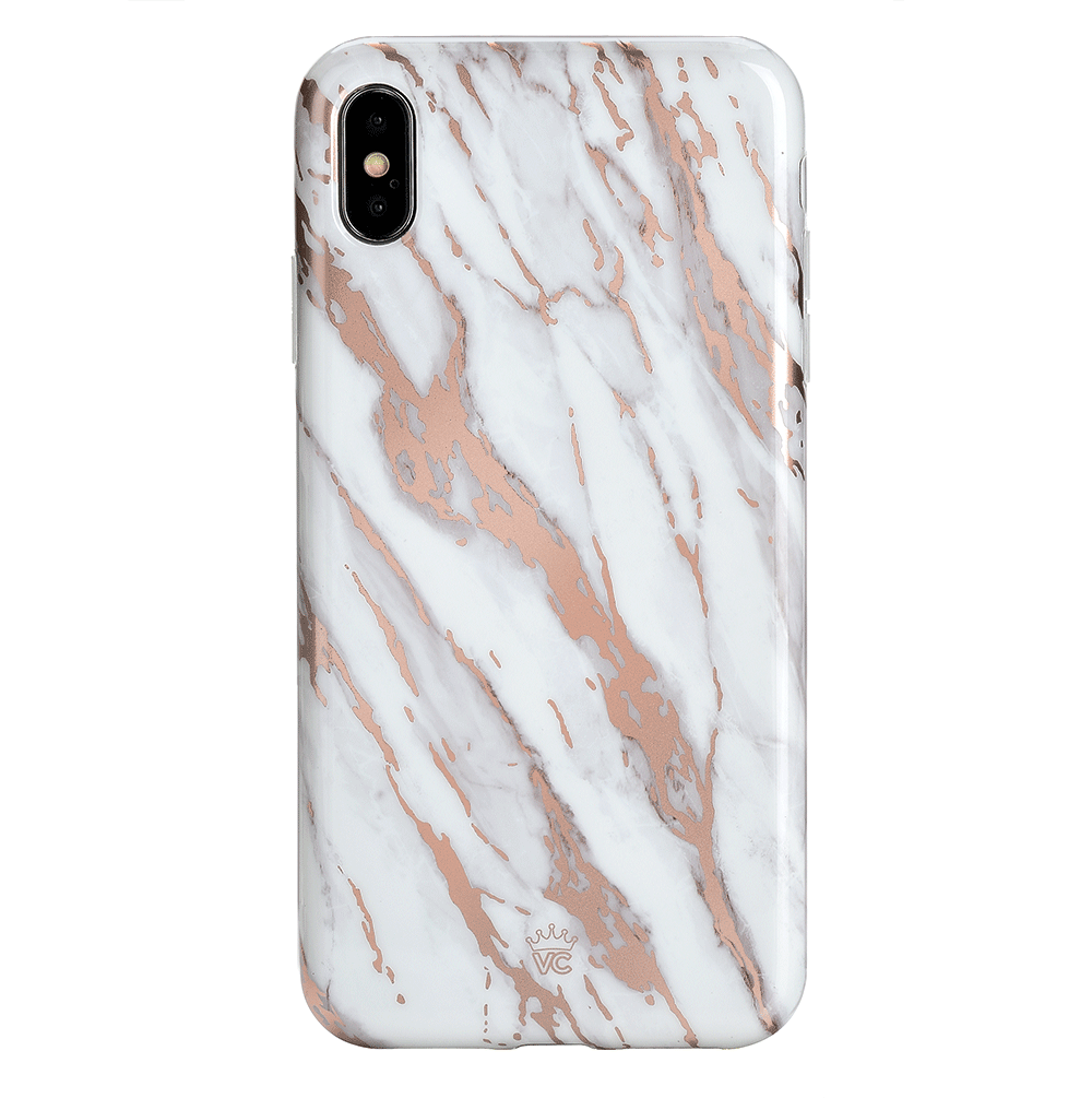 White Marble Rose Gold Chrome 2.0 iPhone Case