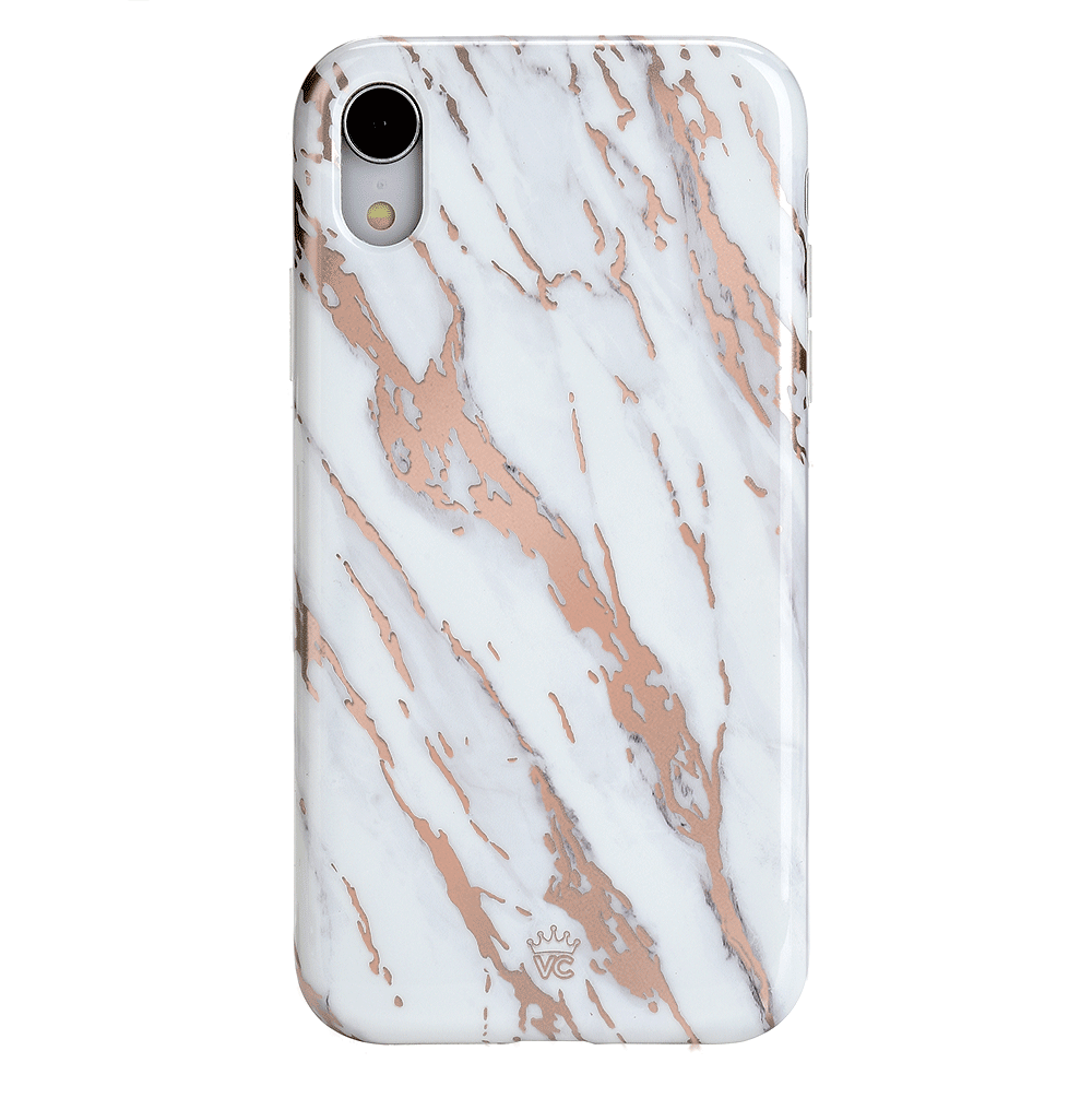White Marble Rose Gold Chrome 2.0 iPhone Case