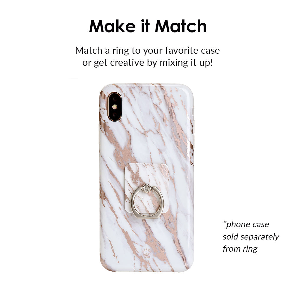 White Marble Rose Gold Chrome 2 Phone Ring
