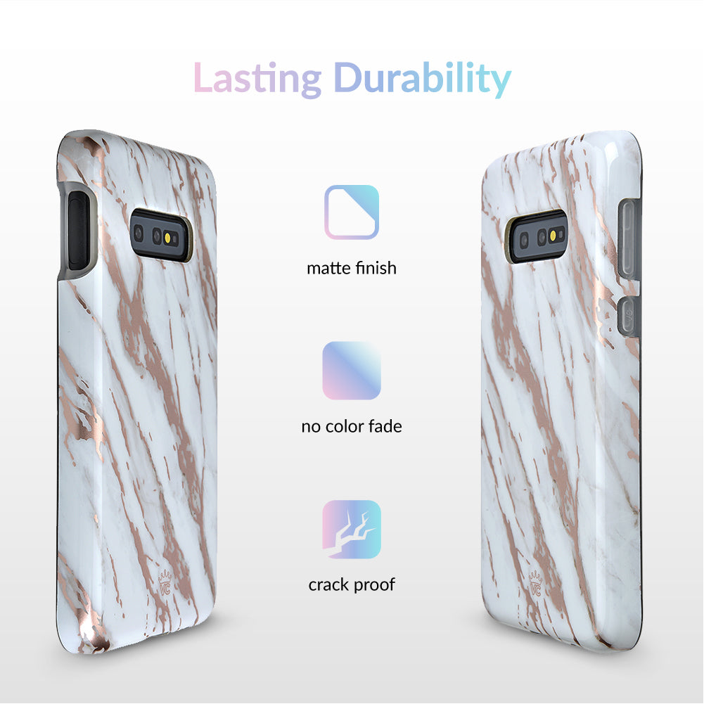 White Marble Rose Gold Chrome 2 Samsung Galaxy Case