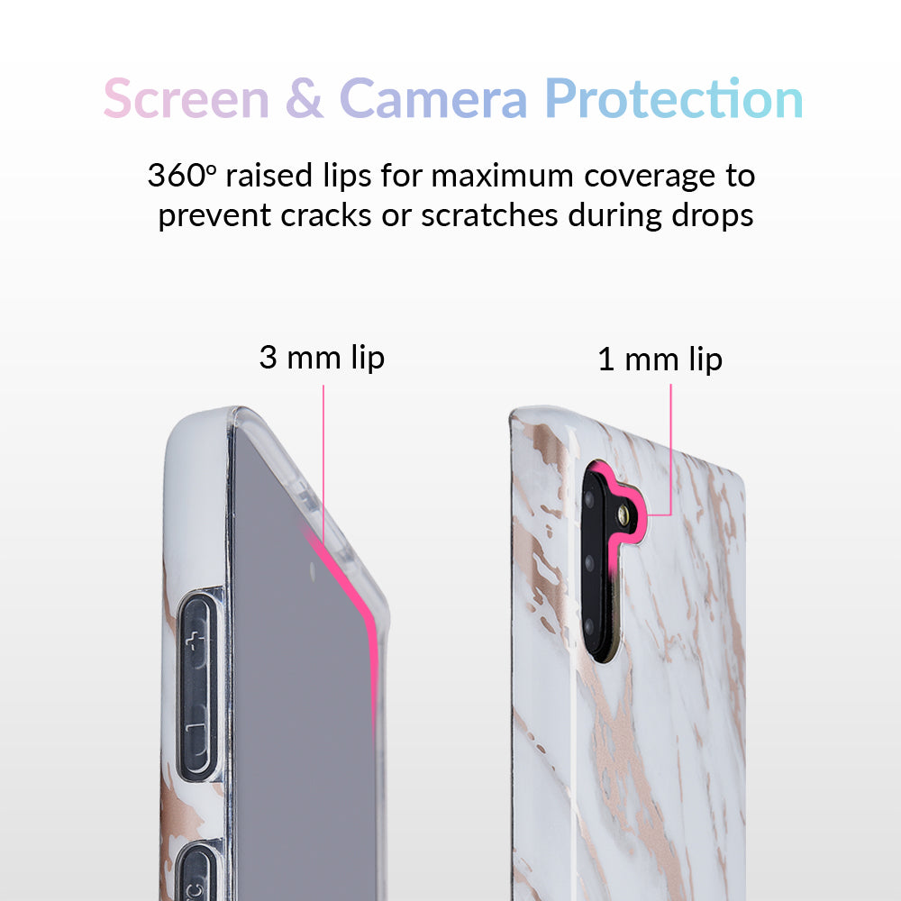 White Marble Rose Gold Chrome 2 Samsung Galaxy Case