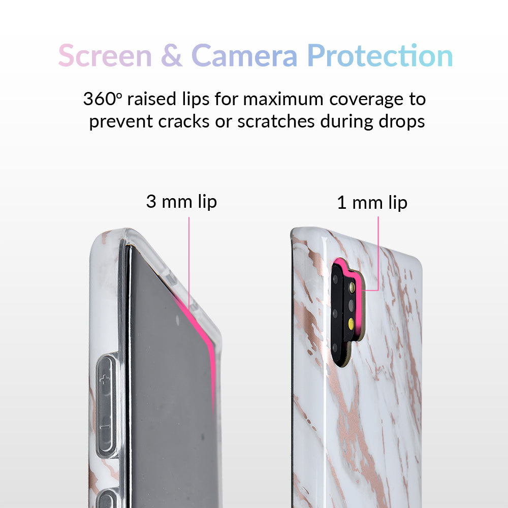 White Marble Rose Gold Chrome 2 Samsung Galaxy Case