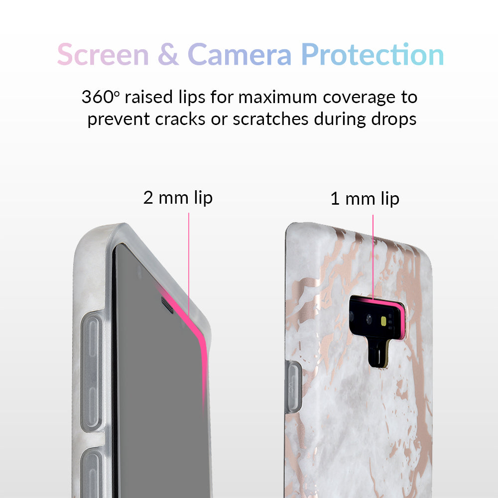 White Marble Rose Gold Chrome Samsung Galaxy Case