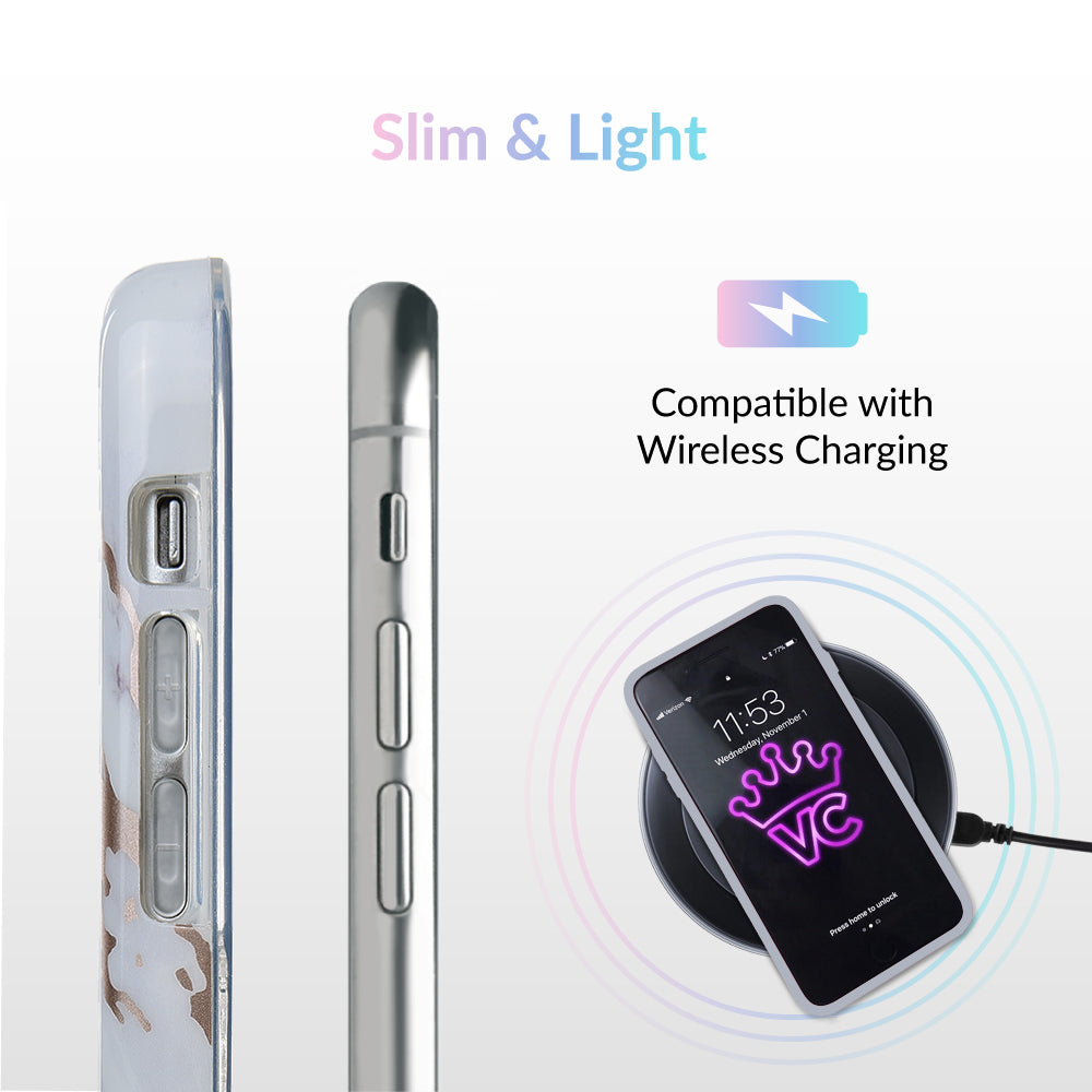 White Marble Rose Gold Chrome 2.0 iPhone Case