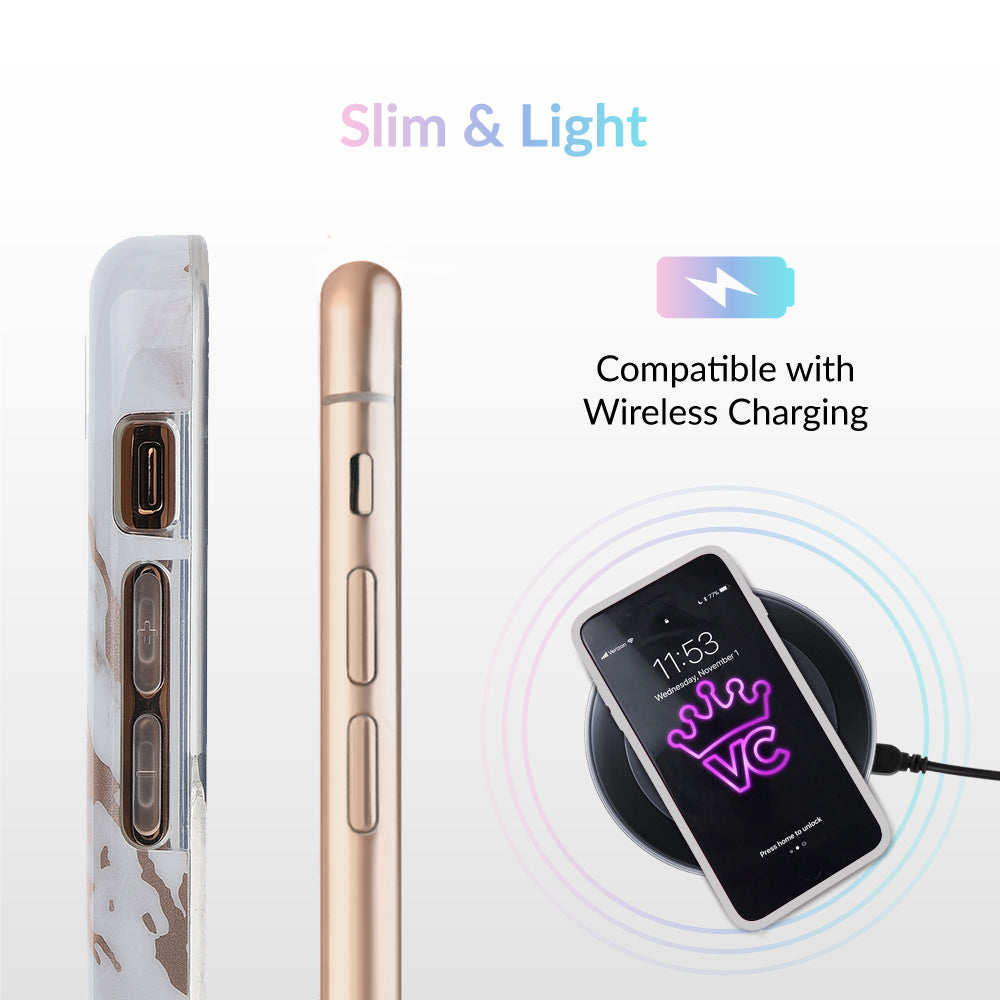 White Marble Rose Gold Chrome 2.0 iPhone Case