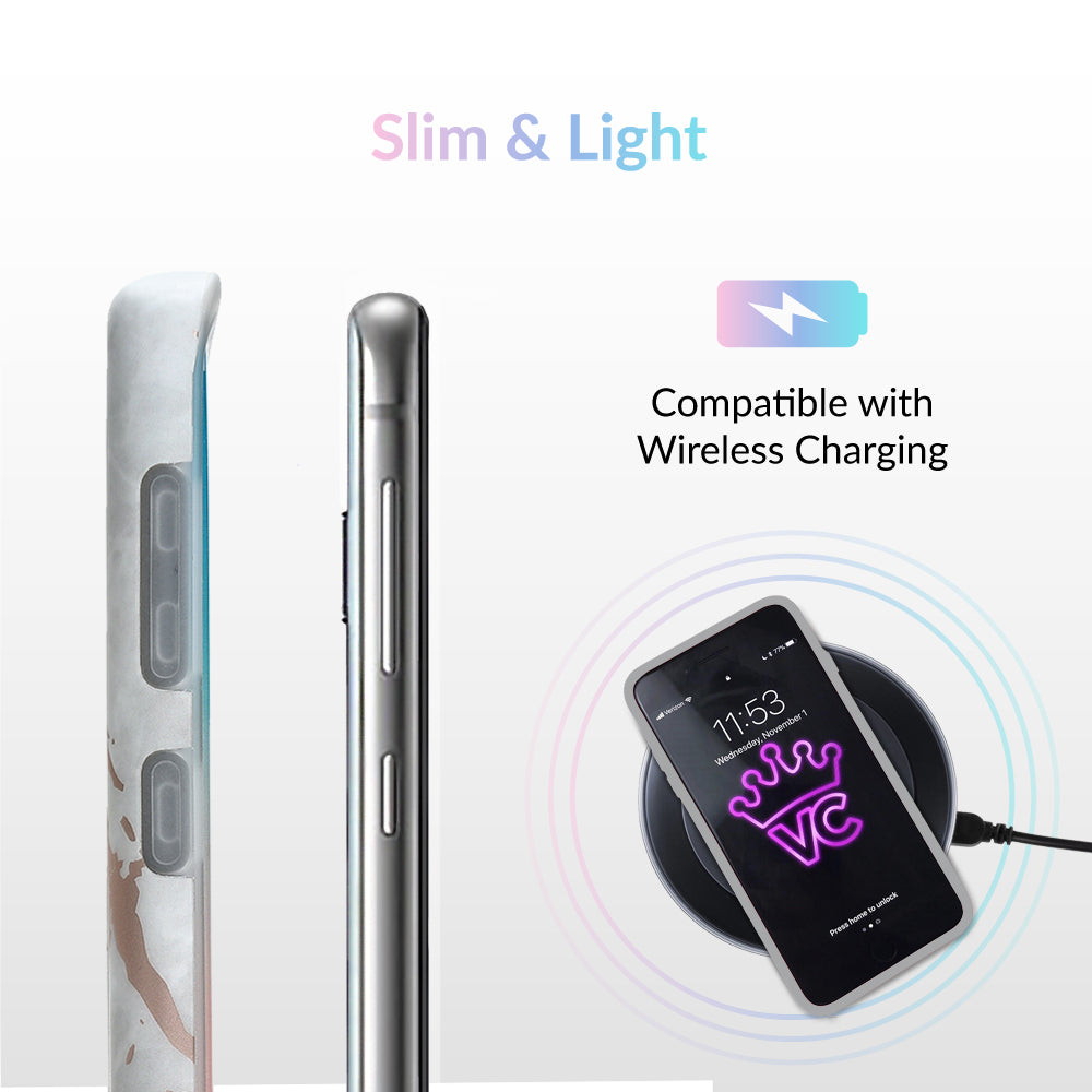 White Marble Rose Gold Chrome Samsung Galaxy Case