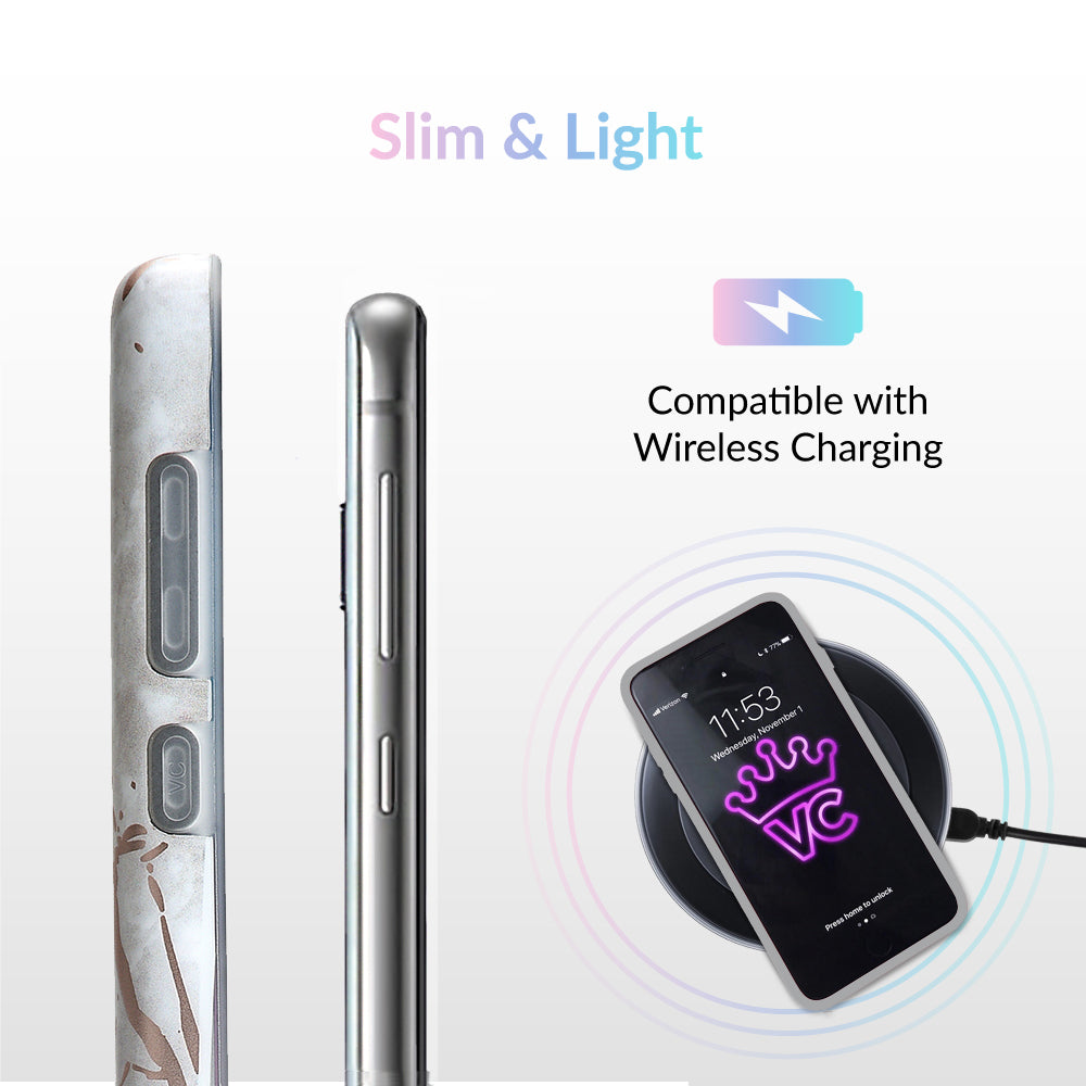 White Marble Rose Gold Chrome Samsung Galaxy Case