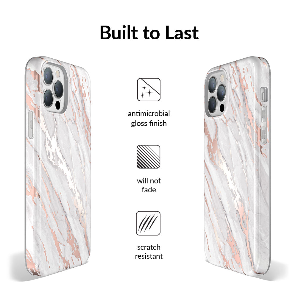 White Marble Rose Gold Chrome 2.0 iPhone Case