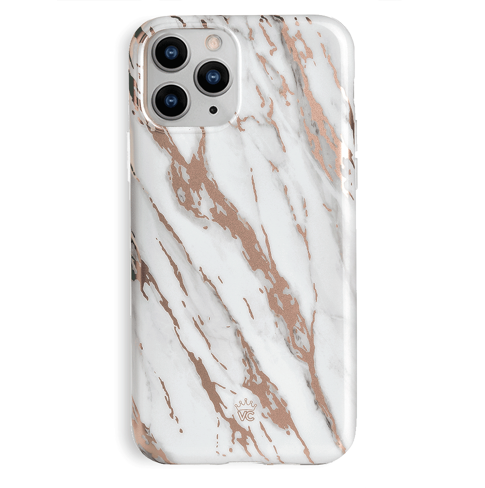 White Marble Rose Gold Chrome 2.0 iPhone Case